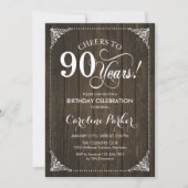 Invitation 90e anniversaire - Bois rustique (Devant)