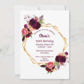 Invitation 90e anniversaire bouillon bordeaux or géométrique (Devant)