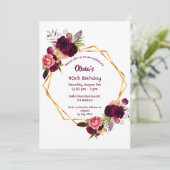 Invitation 90e anniversaire bouillon bordeaux or géométrique (Debout devant)