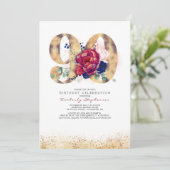 Invitation 90e anniversaire Bourgogne Rouge et bleu marine (Debout devant)