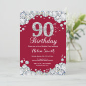 Invitation 90e anniversaire Bourgogne Rouge et Diamant Argent (Debout devant)