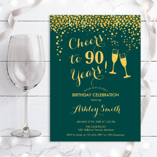 Invitation 90e anniversaire - Bravo à 90 ans Émeraude verte