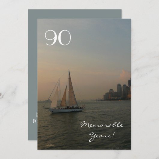 Invitation 90e anniversaire Célébration/navigation au coucher (Devant / Derrière)