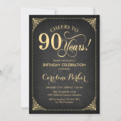 Invitation 90e anniversaire - Chalkboard Gold (Devant)