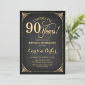 Invitation 90e anniversaire - Chalkboard Gold (Debout devant)