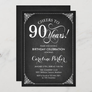 Invitation 90e anniversaire - Chalkboard White