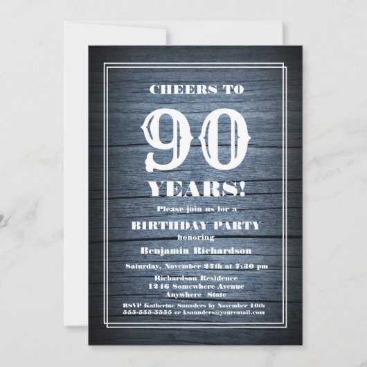 Invitation 90e anniversaire Country Wood Party (Devant)