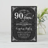 Invitation 90e anniversaire - Damas noir et blanc (Debout devant)
