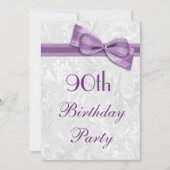 Invitation 90e anniversaire Damask and Faux Bow (Devant)