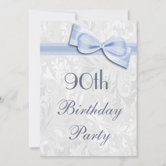 Invitation 90e anniversaire Damask and Faux Bow (Devant)