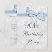 Invitation 90e anniversaire Damask and Faux Bow (Devant / Derrière)