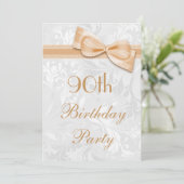 Invitation 90e anniversaire Damask and Faux Bow (Debout devant)