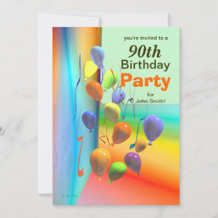 Invitation 90e anniversaire de la fête de ballon mur
