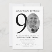 Invitation 90e anniversaire de l'élégante photo noir et blanc (Devant)