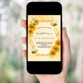 Invitation 90e anniversaire des abeilles de tournesols rustiq