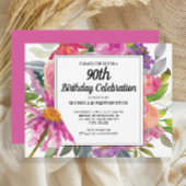 Invitation 90e anniversaire des femmes florales violettes ros