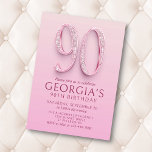 Invitation 90e anniversaire Diamants roses<br><div class="desc">Quand les diamants sont le BFF de votre fille, et le rose est son amour de vie, ce design d'anniversaire en diamant rose est le seul pour elle. Avec un élégant texte Art nouveau garni de diamants, ce design est joli, élégant et féminin, tout comme elle. Les couleurs rose rose...</div>
