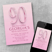 Invitation 90e anniversaire Diamants roses