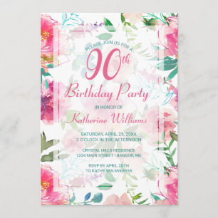 Invitation 90e anniversaire du Tropical Floral Peony Party