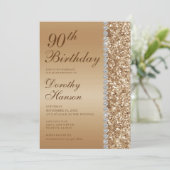 Invitation 90e Anniversaire Elégant d'Or (Debout devant)