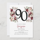 Invitation 90e anniversaire élégant floral (Devant)