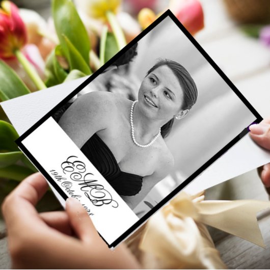 Invitation 90e anniversaire Elégant Monogramme photo Annivers