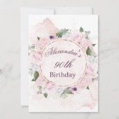 Invitation 90e anniversaire Elégant rose Roses (Dos)