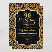 Invitation 90e anniversaire - Empreinte de léopard (Devant / Derrière)