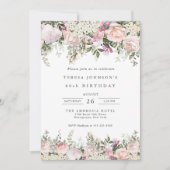 Invitation 90e anniversaire Feminine Rose Roses Floral (Devant)