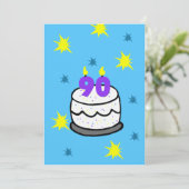 Invitation 90e anniversaire fêté gâteau et 90 bougie (Debout devant)