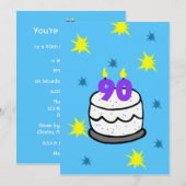 Invitation 90e anniversaire fêté gâteau et 90 bougie (Devant / Derrière)