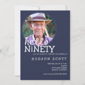 Invitation 90e Anniversaire Fête Hommes Photo 90e Marine Bleu (Devant)