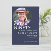 Invitation 90e Anniversaire Fête Hommes Photo 90e Marine Bleu (Debout devant)