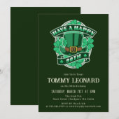 Invitation 90e anniversaire fête Leprechaun Casquette Shamroc (Devant / Derrière)