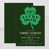 Invitation 90e anniversaire fête Lucky Shamrock irlandais (Devant / Derrière)