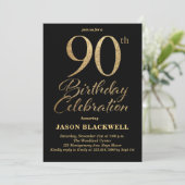 Invitation 90e anniversaire Fête Noir & Or (Debout devant)