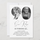 Invitation 90e anniversaire fête personnalisée Monogramme pho (Devant)