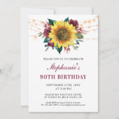 Invitation 90e anniversaire Floral Sunflower String Lights Pa (Devant)