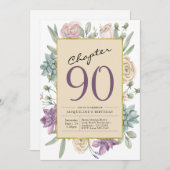 Invitation 90e anniversaire Floral Surprise Party (Devant / Derrière)