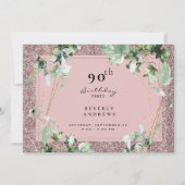 Invitation 90e anniversaire Foliage élégant Pink Glam (Devant)