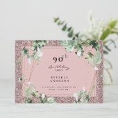 Invitation 90e anniversaire Foliage élégant Pink Glam (Debout devant)