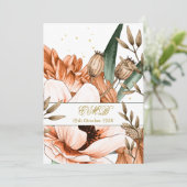 Invitation 90e anniversaire Gold Terracotta Orang Floral Élég (Debout devant)