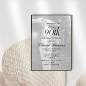 Invitation 90e anniversaire Homme élégant Photo Monogramme An
