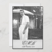 Invitation 90e anniversaire Homme élégant Photo Monogramme An (Dos)