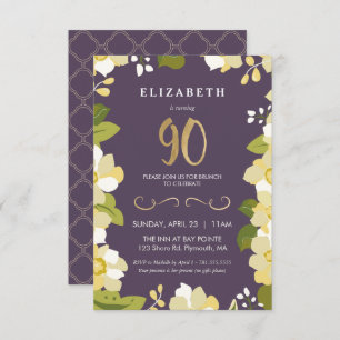 Invitation 90e anniversaire Invitation, Personnaliser Floral 