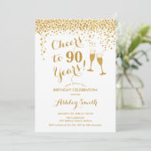 Invitation 90e Anniversaire - Joue À 90 Ans Or Blanc (Debout devant)