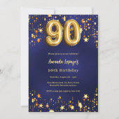 Invitation 90e anniversaire marine bleu or étoiles (Devant)