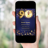 Invitation 90e anniversaire marine bleu or étoiles photo