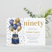 Invitation 90e anniversaire Marine Blue Balloon Cake (Debout devant)
