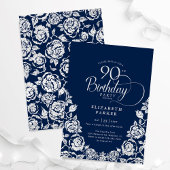 Invitation 90e anniversaire Marine Roses d'argent